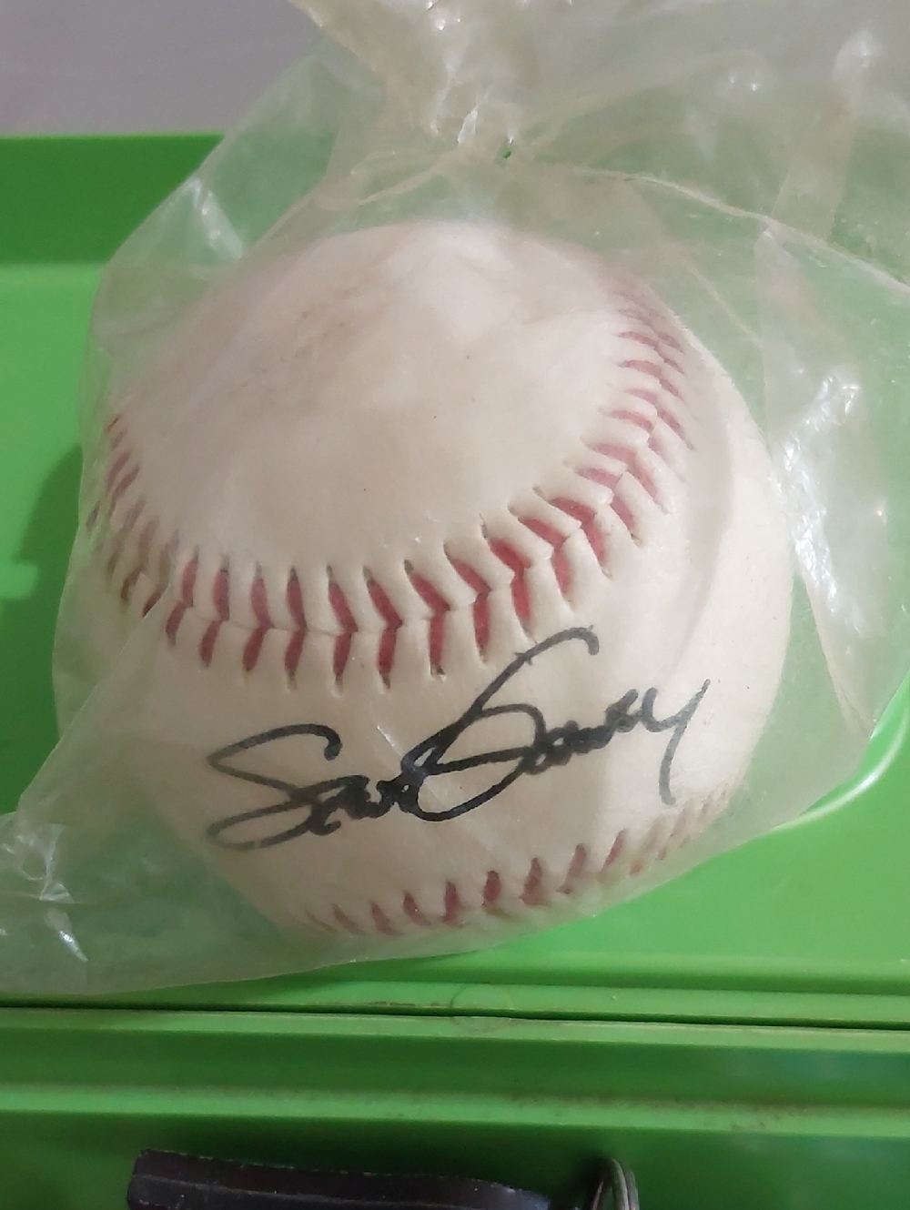 Stamped Autograph Baseball with Black Ink Steve Garvey Signature - White/Red